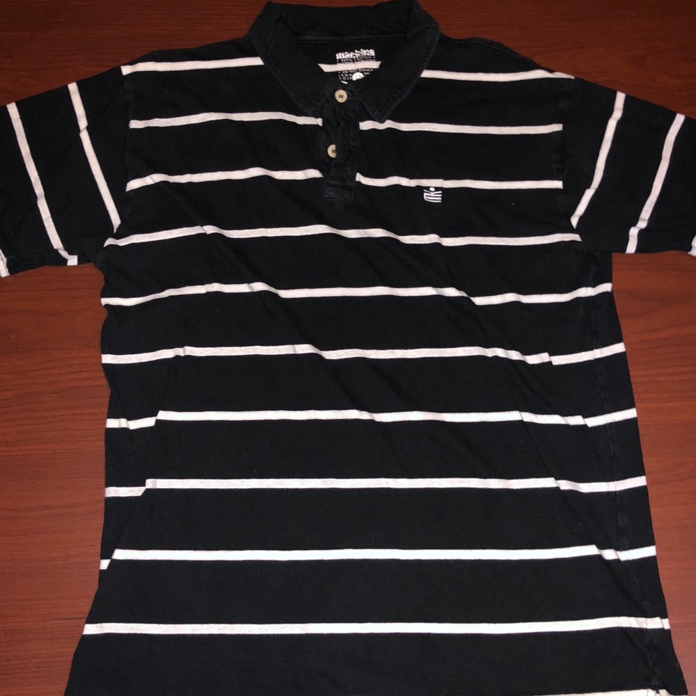 Machine short sleeve shirt L black w/white stripes